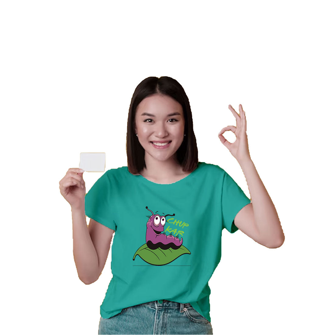 Chup Kar Printed Teal T-shirt For Kids /Girl - Right Marc