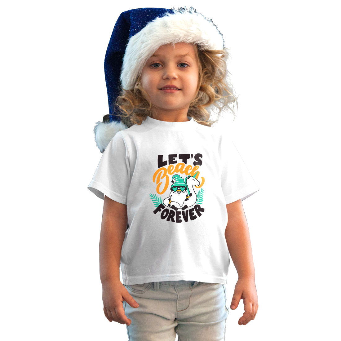 Lets Beach Forever Printed White T-shirt For Kids /Girl - Right Marc