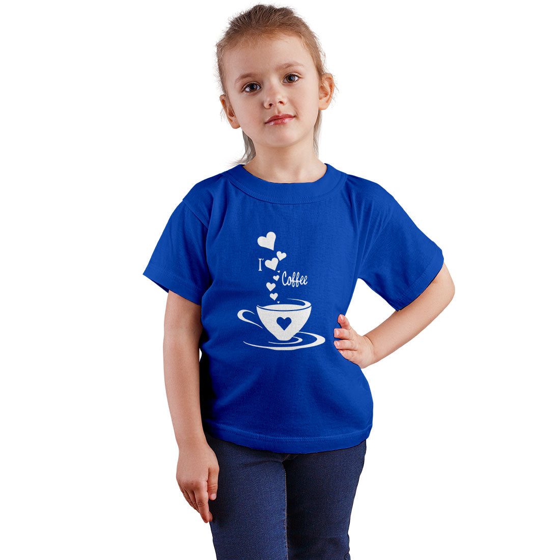 I Love Coffee Printed Royal Blue T-shirt For Kids / Girl - Right Marc