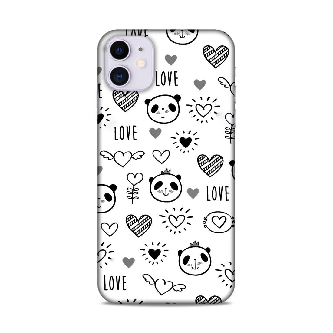 Heart Love and Panda Hard Back Case For Apple iPhone 11 - Right Marc