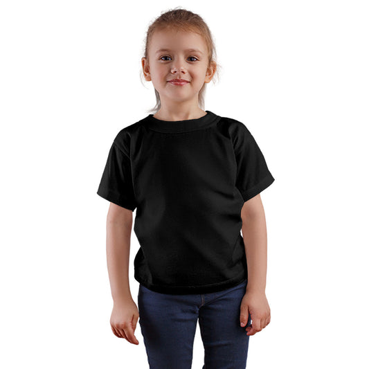 Kids Ring Spun Plain Black Cotton T-shirts for Girls - Right Marc