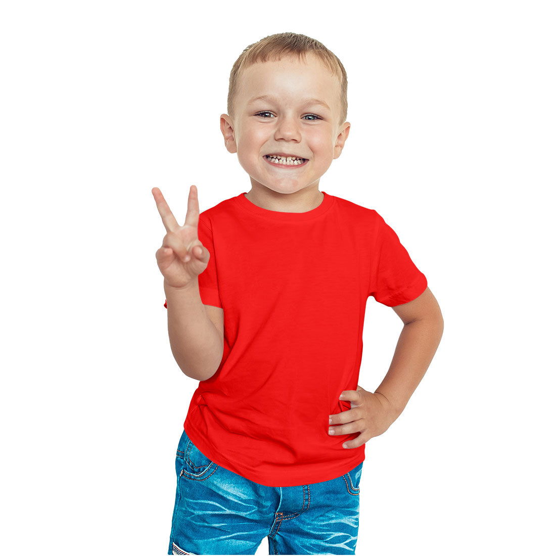 Kids Ring Spun Plain Red Cotton T-shirts for Boys - Right Marc