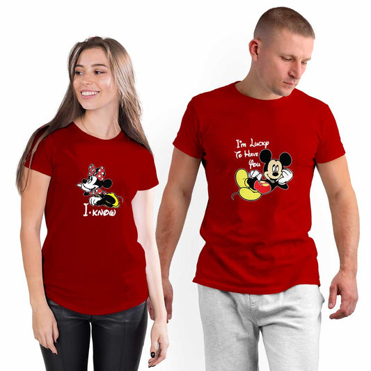Micky and Minnie Lucky to Have You Couple T-shirt - Right Marc