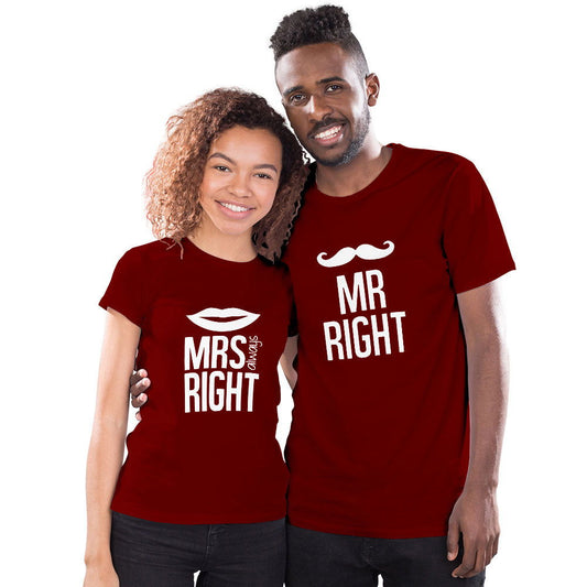 Mr Right and Mrs Always Right Couple T-shirt - Right Marc
