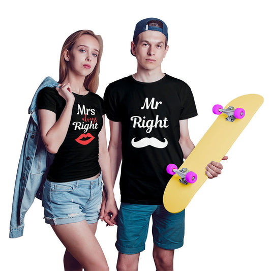 Mr Right and Mrs Always Right Couple T-shirt - Right Marc
