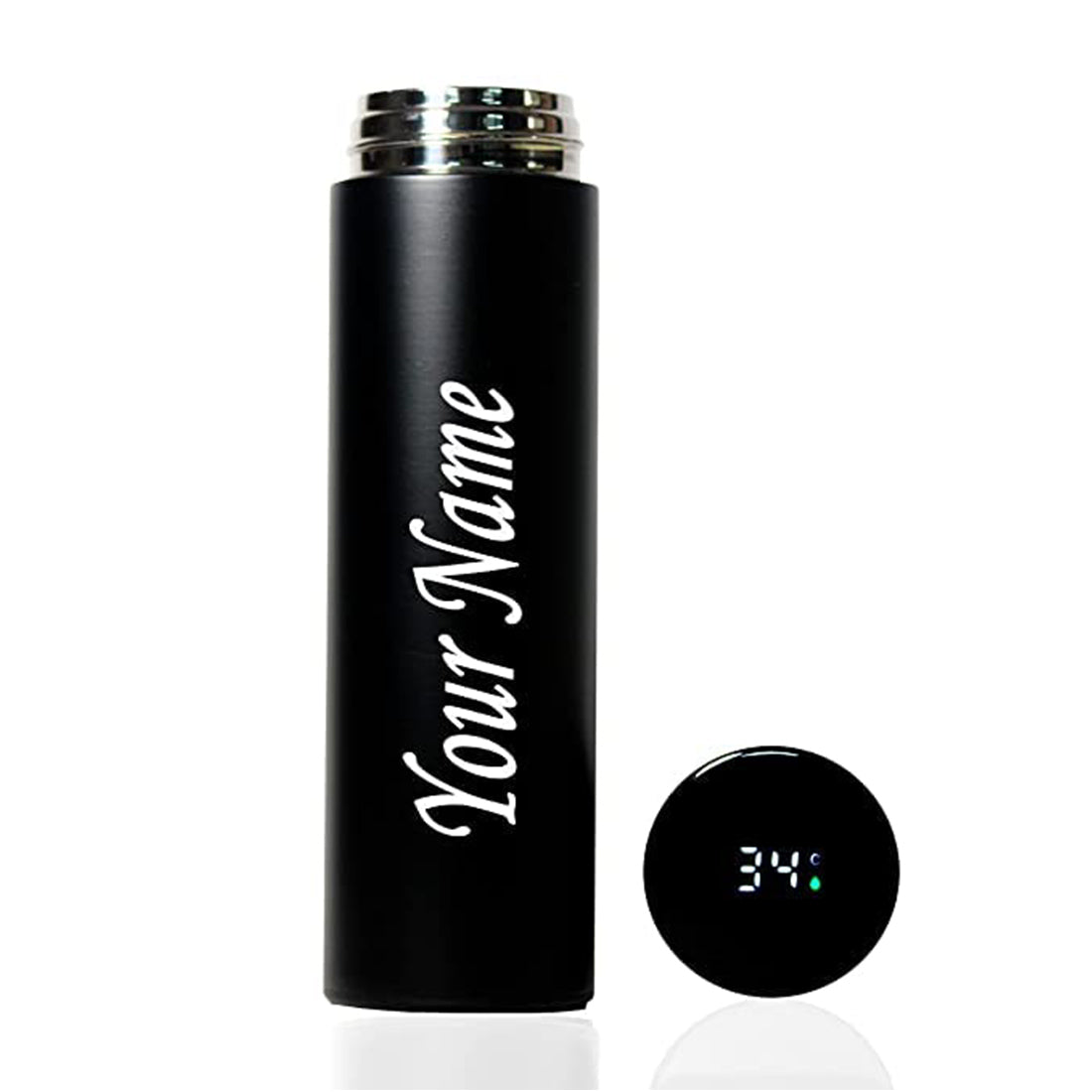 Personalized Engraved  Black Temperature Bottle - Right Marc