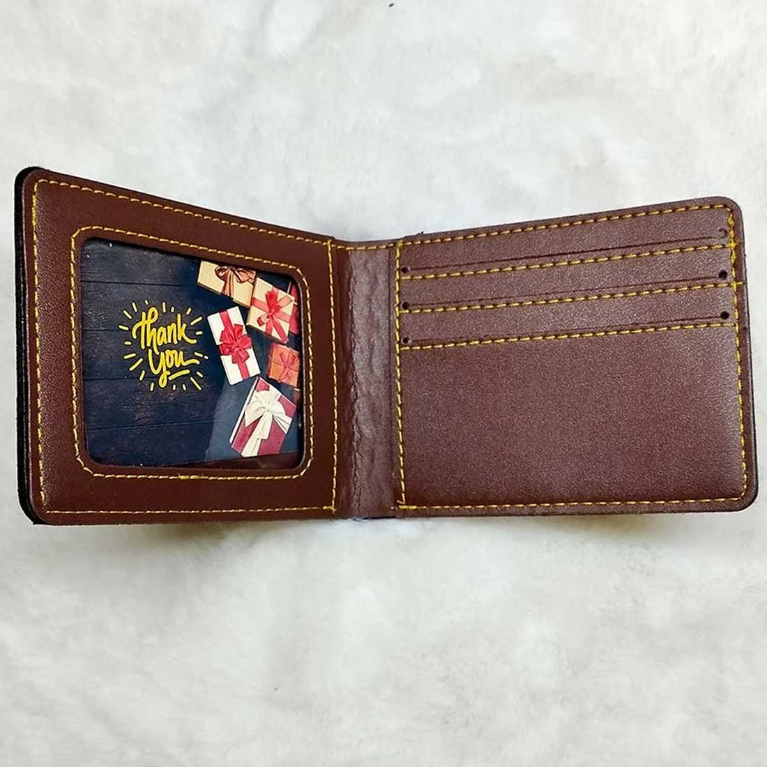 Men's Faux Series Leather Wallet with Name and Charm - Wine / Red - Right Marc