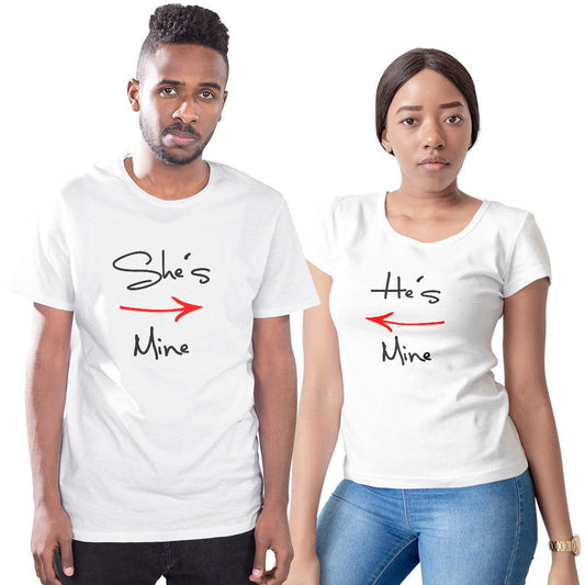 She is Mine and He is Mine Couple T-shirt - Right Marc