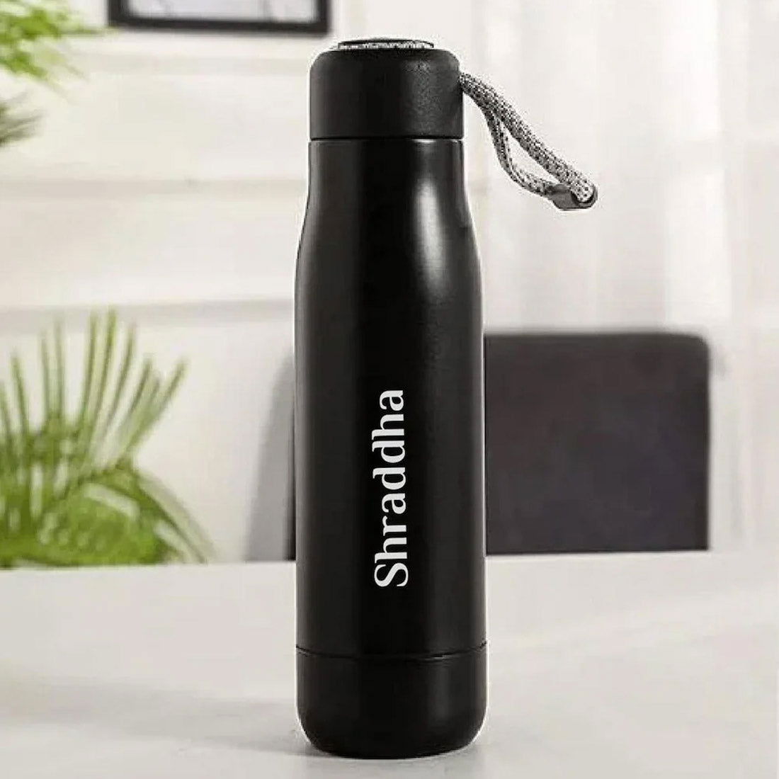 Stainless Steel Insulated Black Bottle with Rope 550ml - Right Marc