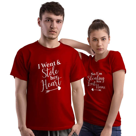 Stole Her Heart and Stealing His Last Name Couple T-shirt - Right Marc