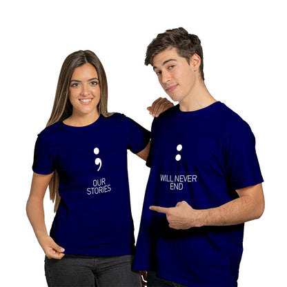 Our Stories Never End Couple T-shirt