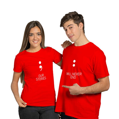 Our Stories Never End Couple T-shirt