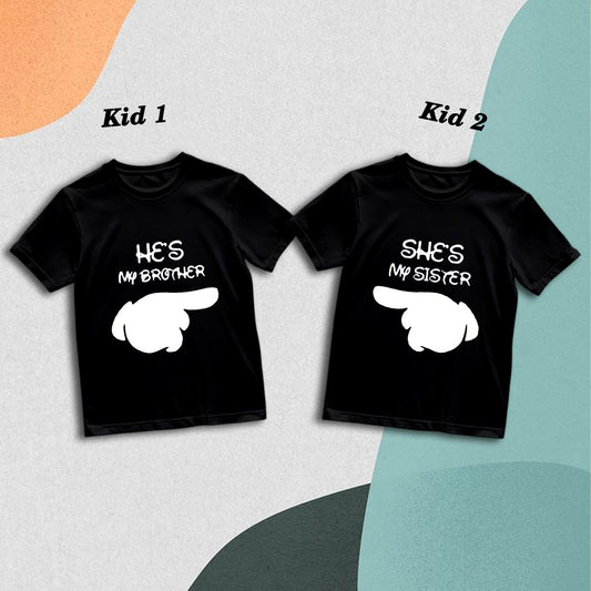 My Brother My Sister Printed Family T-Shirts - Matching Cotton Tees for All Ages (D10)
