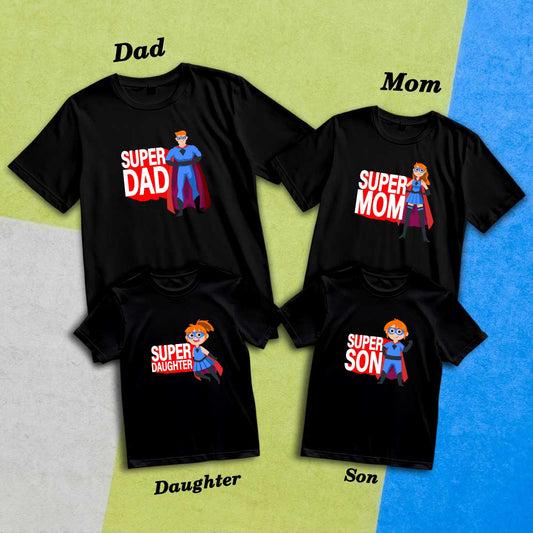 Super Family Matching Cotton T-Shirts - Fun & Comfy for All (D16)