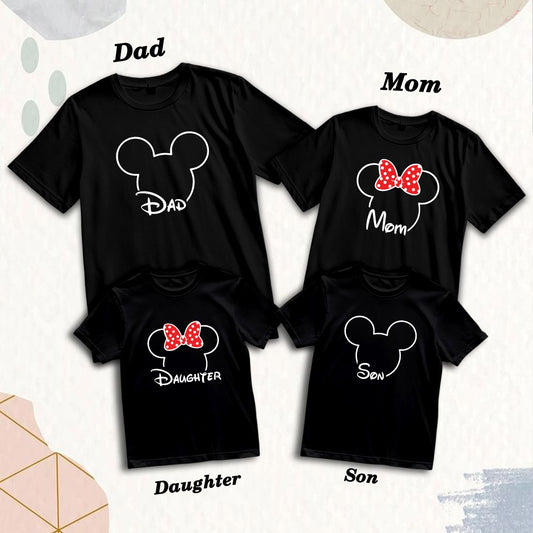 Matching Family Cotton T-Shirts - Cute Prints for Mom, Dad, Son & Daughter (D17)