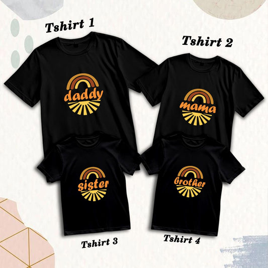 Matching Family Cotton T-Shirts - Daddy, Mama, Brother & Sister Prints (D18)