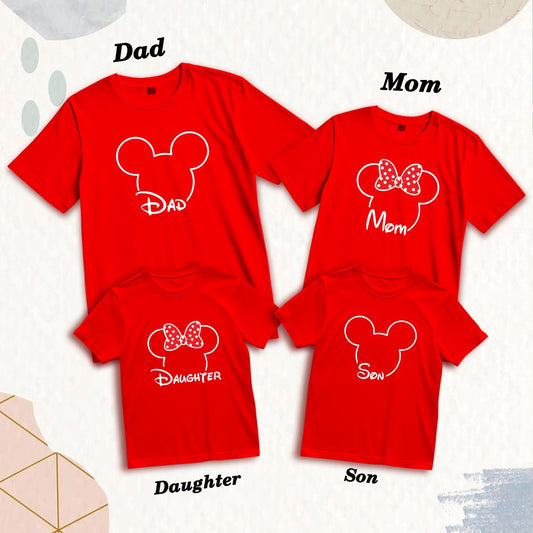 Matching Family Cotton T-Shirts - Cute Prints for Mom, Dad, Son & Daughter (D17)