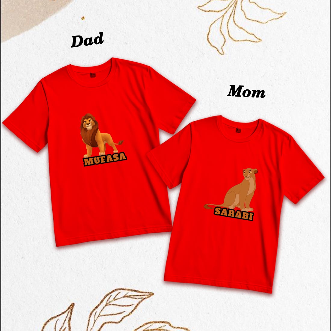 Matching Mufasa & Sarabi Family T-Shirts - Soft Cotton Comfort (D19)