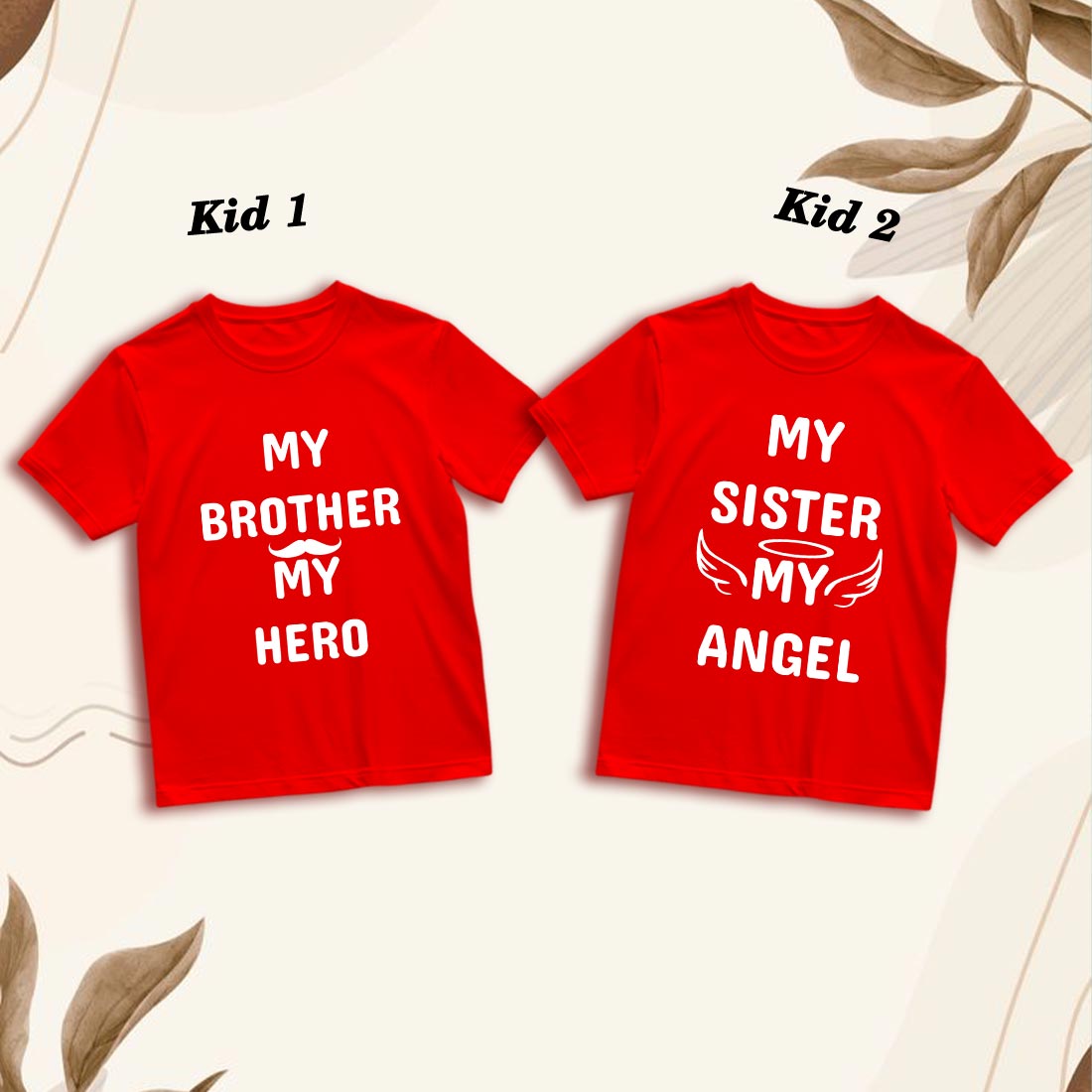 Matching Family T-Shirts - Brother Hero & Sister Angel Print | Cotton Comfort (D20)