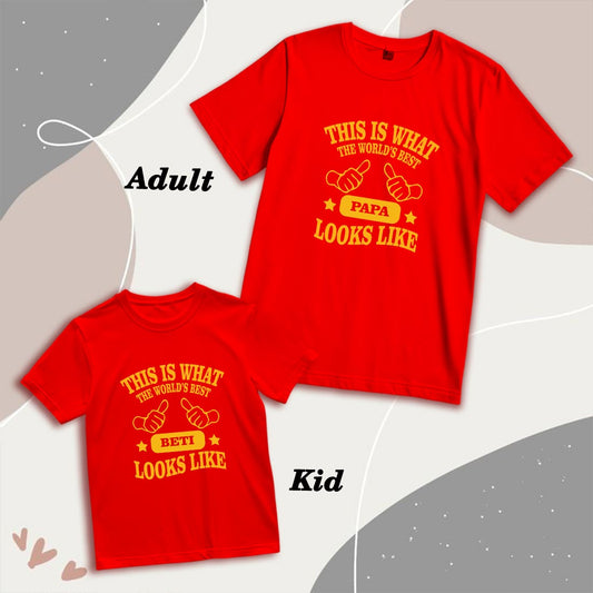 World's Best Papa & Beti Matching Cotton T-Shirts - Comfort & Style Combined (D22)