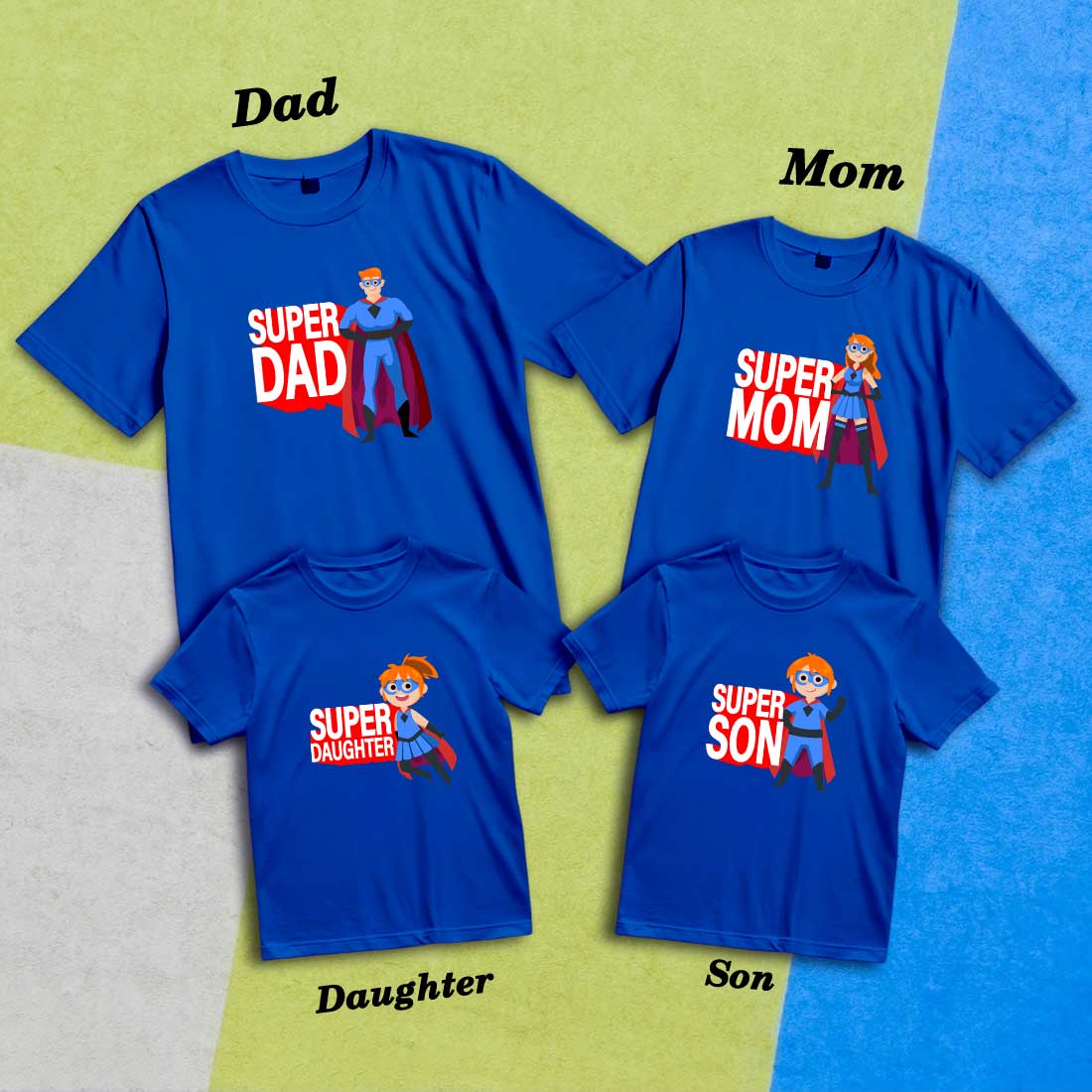 Super Family Matching Cotton T-Shirts - Fun & Comfy for All (D16)