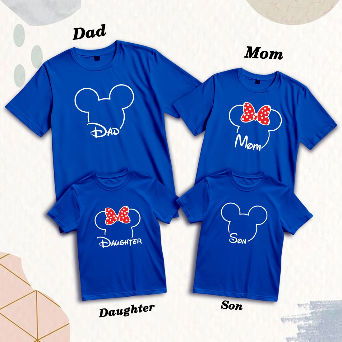 Matching Family Cotton T-Shirts - Cute Prints for Mom, Dad, Son & Daughter (D17)