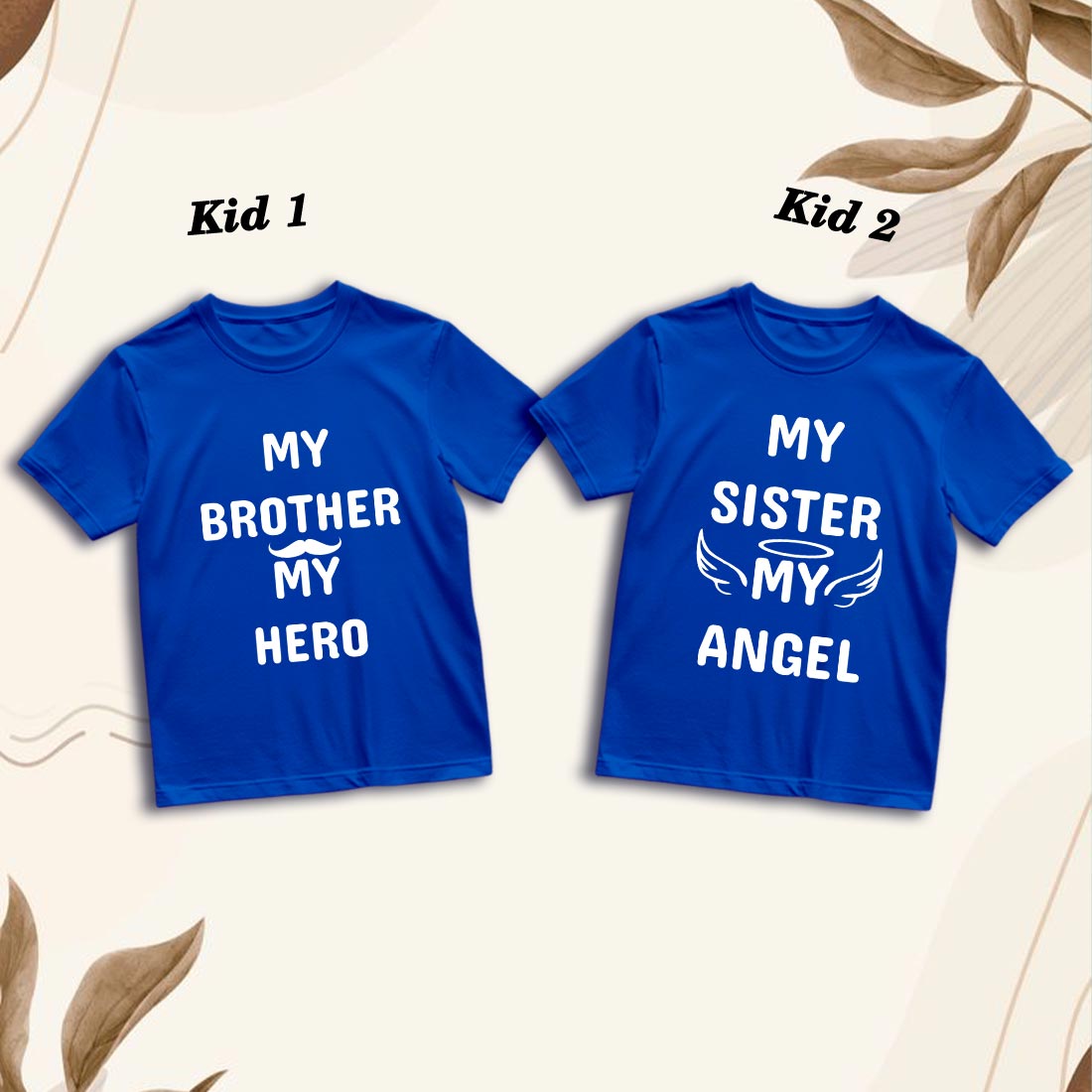 Matching Family T-Shirts - Brother Hero & Sister Angel Print | Cotton Comfort (D20)