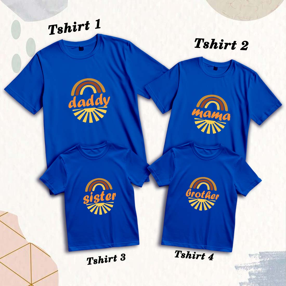 Matching Family Cotton T-Shirts - Daddy, Mama, Brother & Sister Prints (D18)