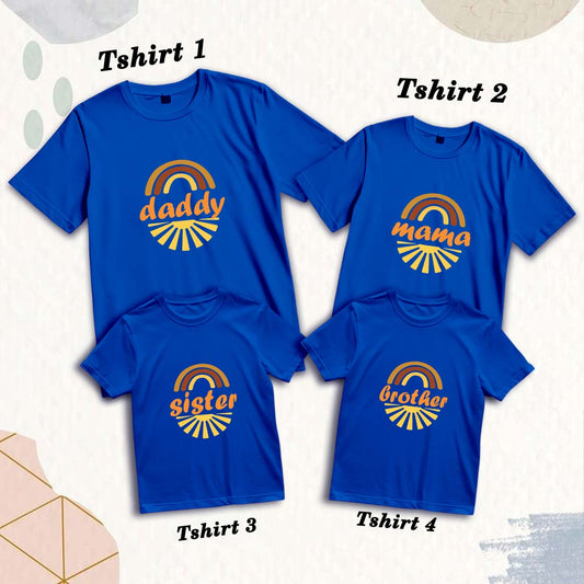 Matching Family Cotton T-Shirts - Daddy, Mama, Brother & Sister Prints (D18)