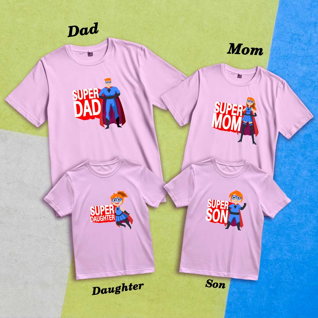 Super Family Matching Cotton T-Shirts - Fun & Comfy for All (D16)