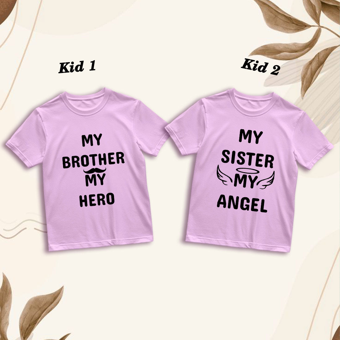 Matching Family T-Shirts - Brother Hero & Sister Angel Print | Cotton Comfort (D20)