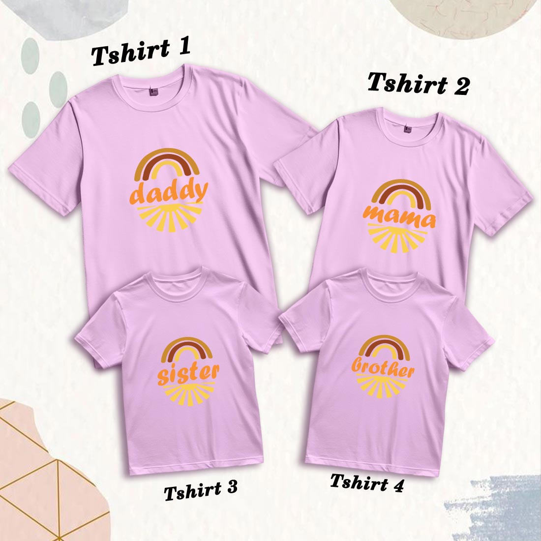 Matching Family Cotton T-Shirts - Daddy, Mama, Brother & Sister Prints (D18)