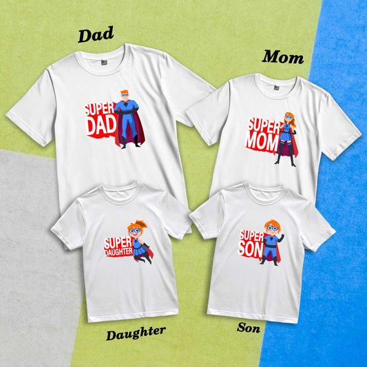 Super Family Matching Cotton T-Shirts - Fun & Comfy for All (D16)