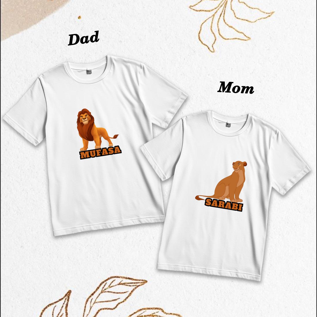 Matching Mufasa & Sarabi Family T-Shirts - Soft Cotton Comfort (D19)