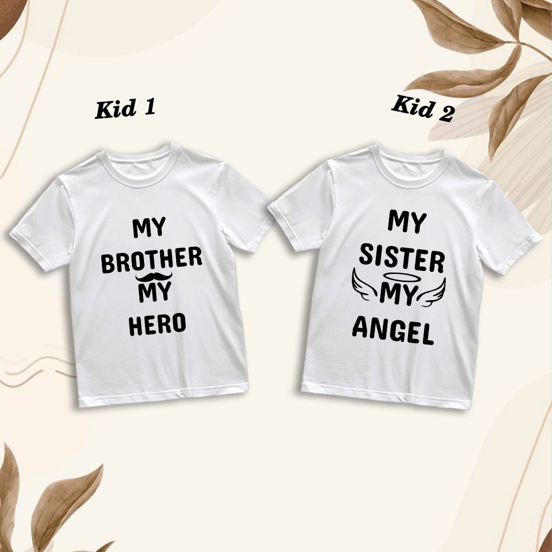 Matching Family T-Shirts - Brother Hero & Sister Angel Print | Cotton Comfort (D20)