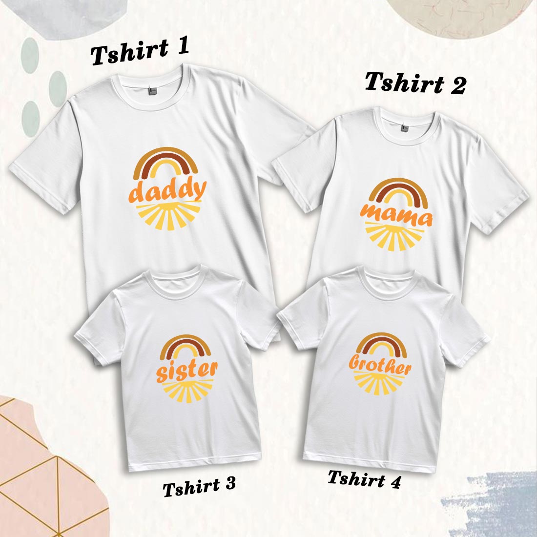 Matching Family Cotton T-Shirts - Daddy, Mama, Brother & Sister Prints (D18)