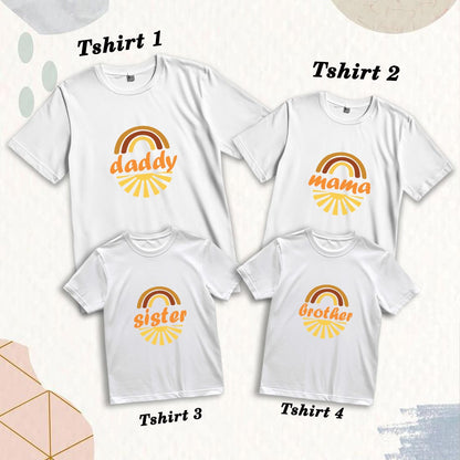 Matching Family Cotton T-Shirts - Daddy, Mama, Brother & Sister Prints (D18)