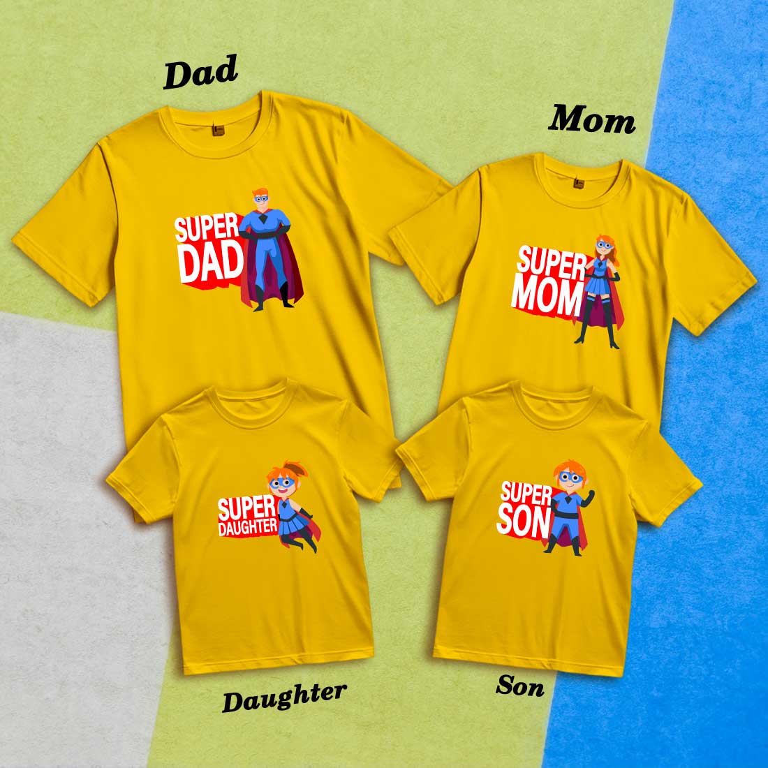 Super Family Matching Cotton T-Shirts - Fun & Comfy for All (D16)