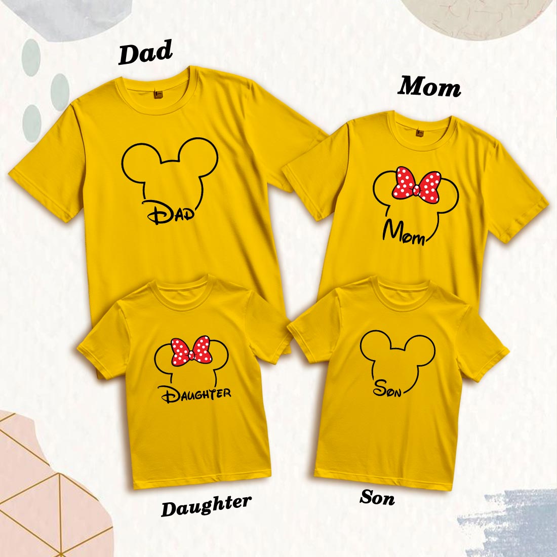 Matching Family Cotton T-Shirts - Cute Prints for Mom, Dad, Son & Daughter (D17)
