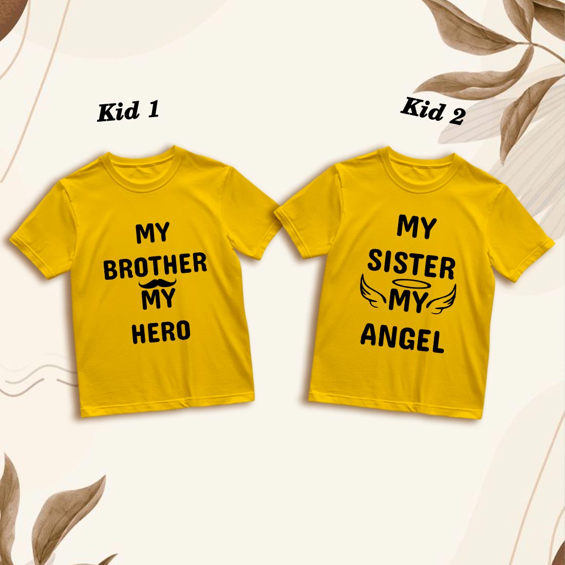 Matching Family T-Shirts - Brother Hero & Sister Angel Print | Cotton Comfort (D20)