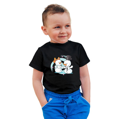 Snow Ball Delight Kids T-Shirt - Super Combed Cotton, Round Neck, Half Sleeves (D106)