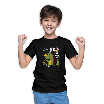 Dino Pirate Adventure Kids T-Shirt - Super Combed Bio-Wash Cotton (D120)