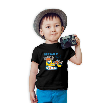 Kids Cartoon Construction Adventure T-Shirt - Super Combed Cotton, Half Sleeve (D130)
