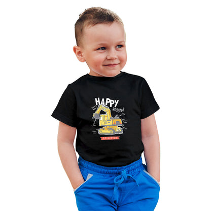 Mighty Excavator Kids T-Shirt - Super Combed Bio-Wash Cotton for Little Builders (D139)
