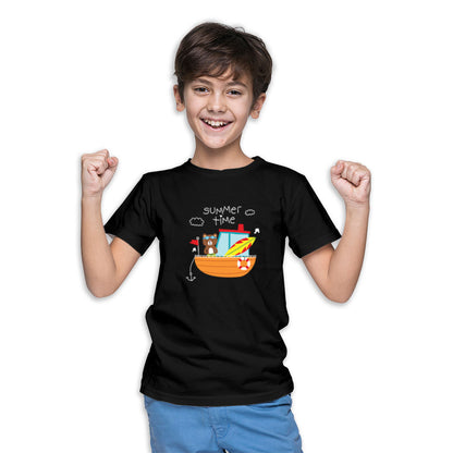 Summer Bear Kids T-Shirt - Breezy Comfort in Super Combed Cotton (D144)