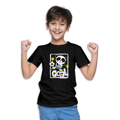 Goal-Scoring Panda Kids T-Shirt - Super Combed Bio-Wash Cotton (D161)