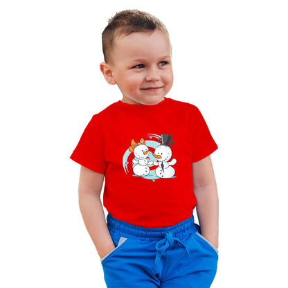Snow Ball Delight Kids T-Shirt - Super Combed Cotton, Round Neck, Half Sleeves (D106)