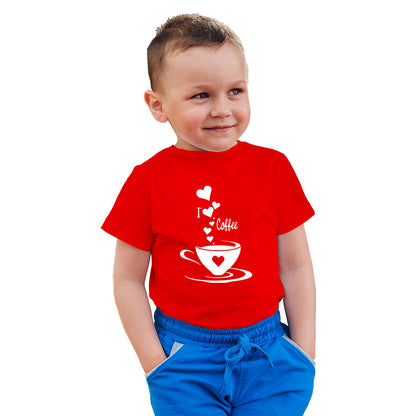 I Love Coffee Kids T-Shirt - Super Combed Bio-Wash Cotton (D12)