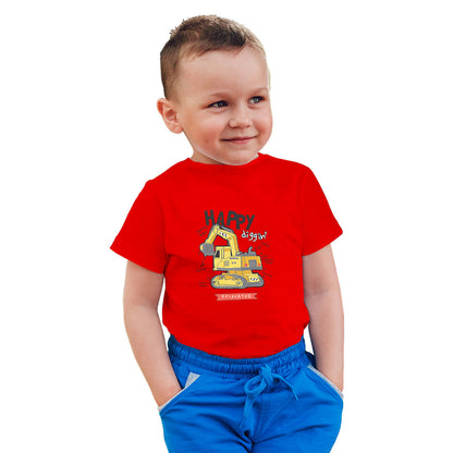 Mighty Excavator Kids T-Shirt - Super Combed Bio-Wash Cotton for Little Builders (D139)