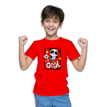 Goal-Scoring Panda Kids T-Shirt - Super Combed Bio-Wash Cotton (D161)